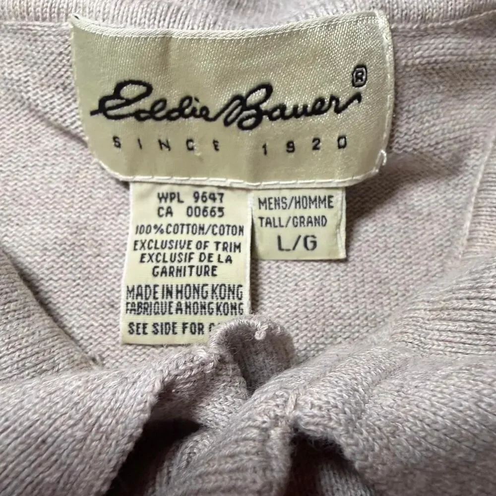 Eddie Bauer Beige Long Sleeve‎ Polo Sweater – Men's Tall Large